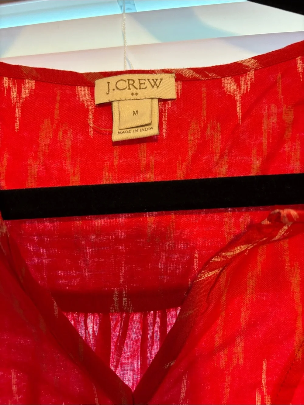 J. Crew Red Patterned Long-Sleeve Tunic Top